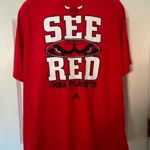 Chicago Bulls Adidas Clima-lite Playoff Run SEE RED Graphic Tee. NWOT